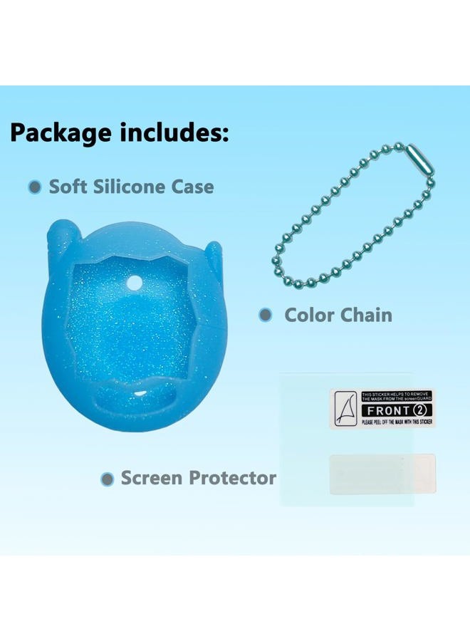 JCHPINE Silicone Cover Case for Tamagotchi Connection Virtual Reality Pet, Screen Protector for Tamagotchi Connection Electronic Pet Accessories (Silicone Case and Screen Film) (Blue) - Image 2