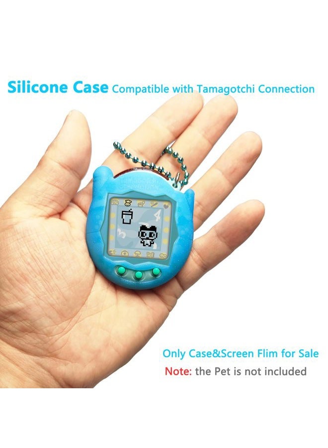 JCHPINE Silicone Cover Case for Tamagotchi Connection Virtual Reality Pet, Screen Protector for Tamagotchi Connection Electronic Pet Accessories (Silicone Case and Screen Film) (Blue) - Image 3