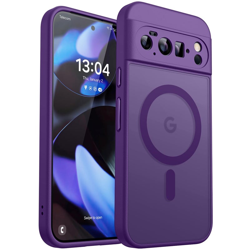 CANSHN Magnetic for Google Pixel 10 Pro Case63 Inch Upgraded Full Camera Protection Compatible with Magsafe Translucent Matte Shockproof Protective Phone Cover Deep Purple - Image 3
