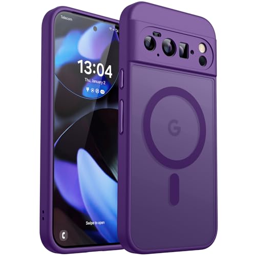 CANSHN Magnetic for Google Pixel 10 Pro Case63 Inch Upgraded Full Camera Protection Compatible with Magsafe Translucent Matte Shockproof Protective Phone Cover Deep Purple - Image 1