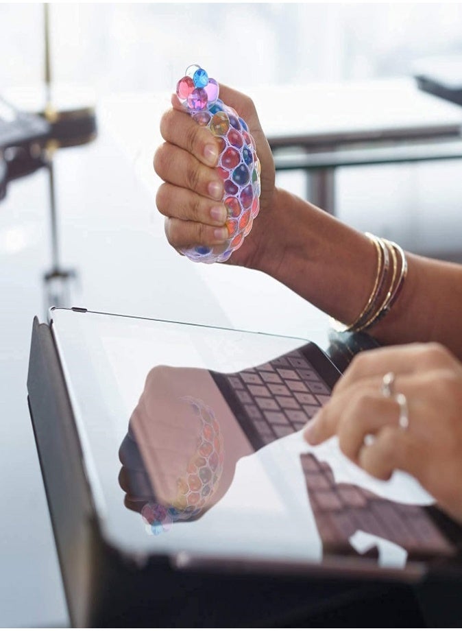 ليفي كرة ضغط شبكية إسفنجية، لعبة فيدجيت على شكل عنب متغير اللون، لعبة حسية، تخفيف القلق، كرة ضغط غير سامة، تخفيف التوتر، كرة تنفيس، للأطفال، البالغين، عبوة من قطعتين - Image 4