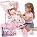 Toylink Baby Doll Stroller Toy Set for Girls Toddlers 35 134 Baby Doll Accessories Set with Foldable Stroller Bottle Pretend Play Baby Toy Christmas Birthday Gifts for Kids 3 4 5 6 7 8 Year Old - Image 2