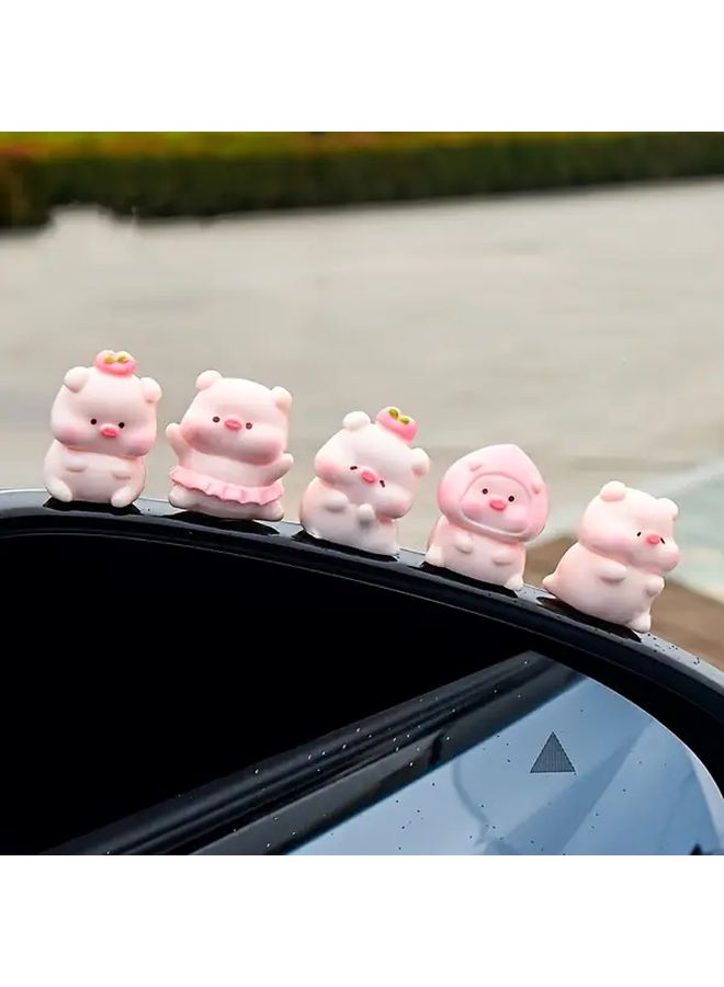 6 Piece Pink Piglet Resin Car Dashboard Decorations Creative Vehicle Interior Accessories Ideal Gift - Image 1