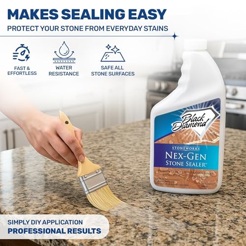 Black Diamond Stoneworks NEX-GEN Natural Stone Penetrating Sealer: Long-Lasting Protection Interior and Exterior ; Granite, Marble, Travertine, Limestone, Grout, Tile, Brick, Slate Floors - Image 5