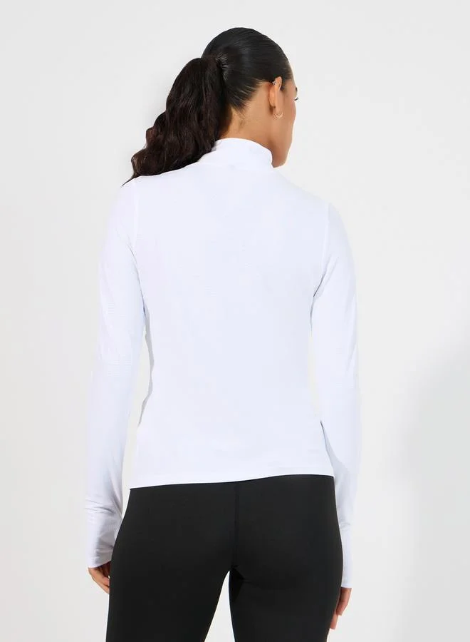 Styli Anti UV Protect Sport Slogan Contrast Body Piping Zip Up Jacket