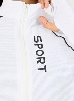 Styli Anti UV Protect Sport Slogan Contrast Body Piping Zip Up Jacket  - Image 4