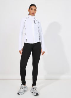 Styli Anti UV Protect Sport Slogan Contrast Body Piping Zip Up Jacket  - Image 2