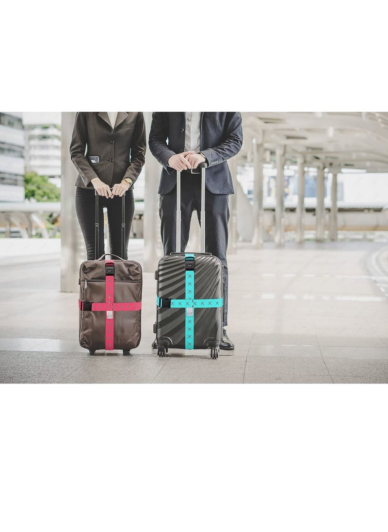 Luggage Straps 2 Pack Adjustable Buckle Packing Belt with combination lock for Travel Suitcases bags
