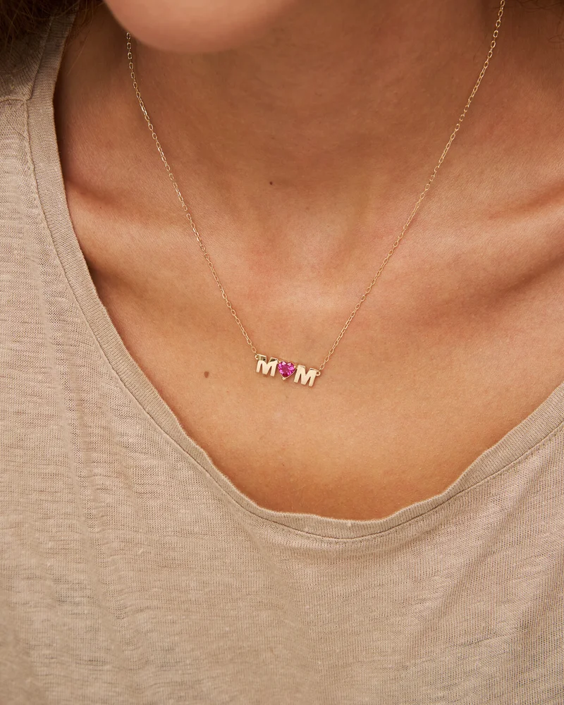 Rue Des Mill MOM chocker with pink central stone - Yellow gold