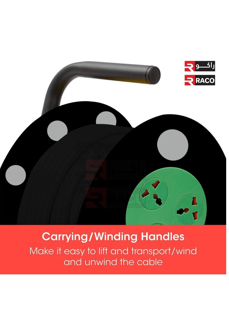 RACO RACO Terminator Heavy Duty Extension Cable Reel, 3 Socket With Lighted Switch Cord Reel UK Plug Socket with 13Amp 3 pin plug  - Image 2