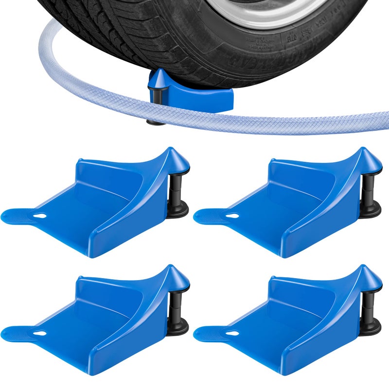 4 Pcs Car Hose Guide, Tire Hose Roller for Car Washing, Detailing Tire Hose Guide Preventing Pressure Washer Hose Stuck Under The Wheels, Plastic Wash Tool to Avoid Snagging(Blue)