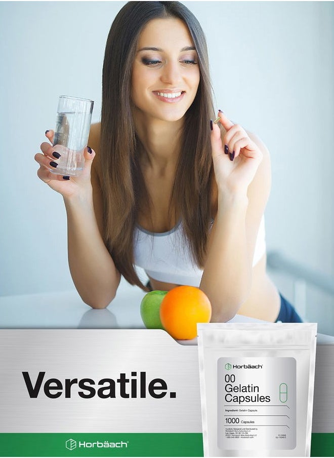 Horbäach Empty Capsules Size 00 | 1000 Clear Gelatin Capsules | Resealable Bag | Non-GMO, Gluten Free | by Horbaach  - Image 5