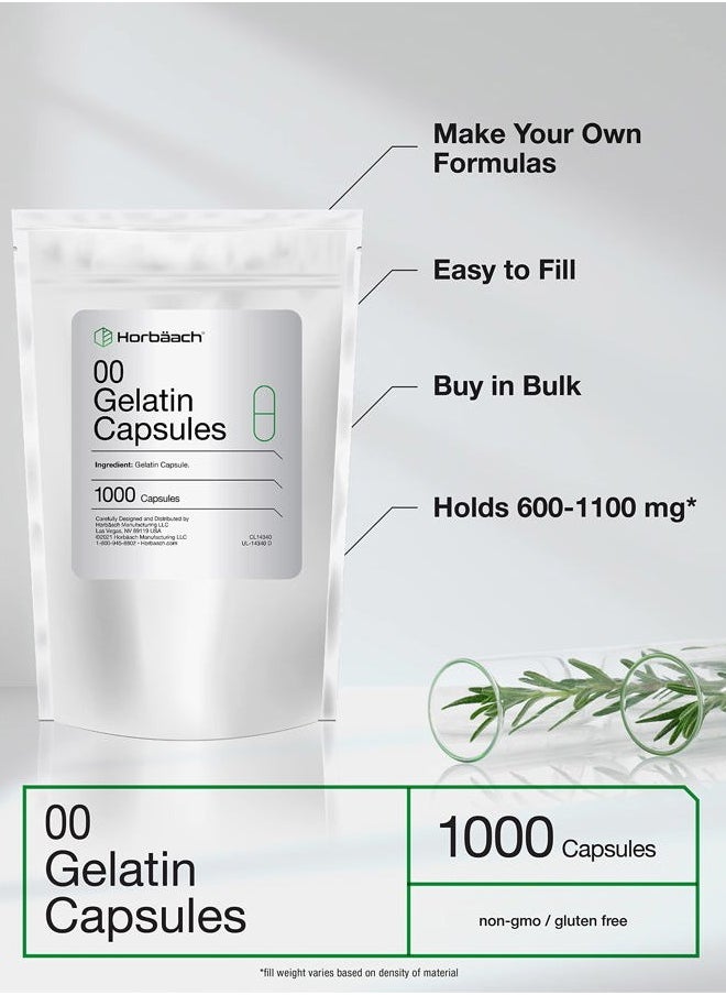 Horbäach Empty Capsules Size 00 | 1000 Clear Gelatin Capsules | Resealable Bag | Non-GMO, Gluten Free | by Horbaach  - Image 2
