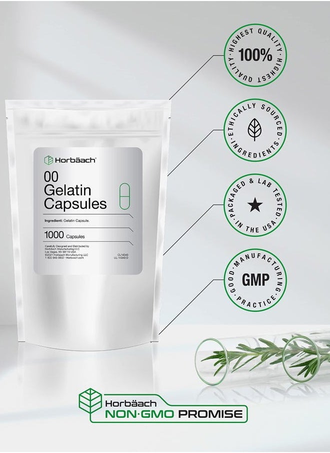 Horbäach Empty Capsules Size 00 | 1000 Clear Gelatin Capsules | Resealable Bag | Non-GMO, Gluten Free | by Horbaach  - Image 4