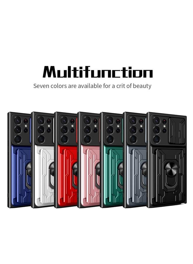 S-TOP Case For Samsung Galaxy S23 Ultra 5G Sliding Camshield TPU+PC Phone Case with Card Slot - Image 2