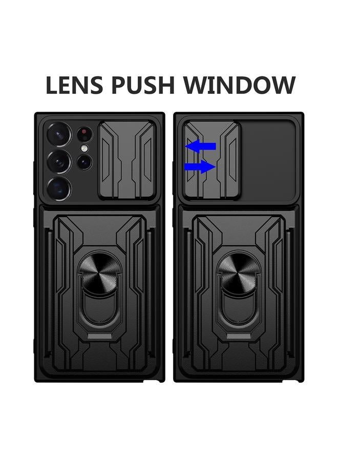 S-TOP Case For Samsung Galaxy S23 Ultra 5G Sliding Camshield TPU+PC Phone Case with Card Slot - Image 3