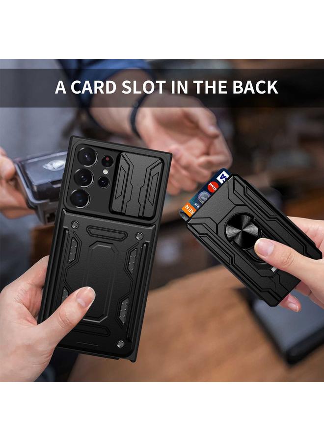 S-TOP Case For Samsung Galaxy S23 Ultra 5G Sliding Camshield TPU+PC Phone Case with Card Slot - Image 4