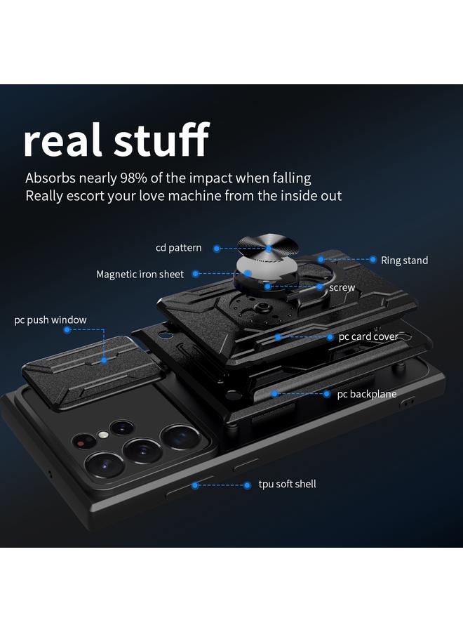 S-TOP Case For Samsung Galaxy S23 Ultra 5G Sliding Camshield TPU+PC Phone Case with Card Slot - Image 5