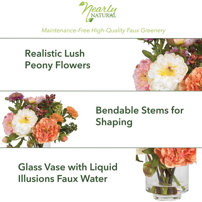 Nearly Natural 4689 Mini Peony Silk Arrangement,Assorted 10 x 10 x 10 - Image 2