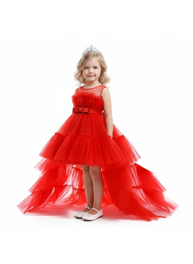Bidani Red Cascade Party Dress