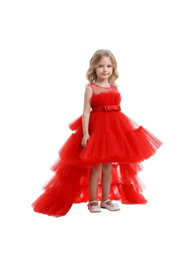 Bidani Red Cascade Party Dress