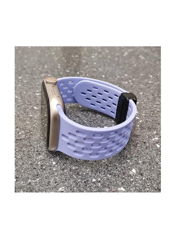 ten.tech - TenTech Breathable Silicone Sports Watch Band with Magnetic Clasp for Apple Watch Ultra/Ultra 2, Size 49mm 45mm 44mm 42, Soft Band for iWatch Series 9/8/7/6/5/4/3/2 /1/SE – Light purple - Image 1
