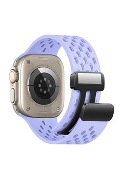 TenTech Breathable Silicone Sports Watch Band with Magnetic Clasp for Apple Watch Ultra/Ultra 2, Size 49mm 45mm 44mm 42, Soft Band for iWatch Series 9/8/7/6/5/4/3/2 /1/SE – Light purple