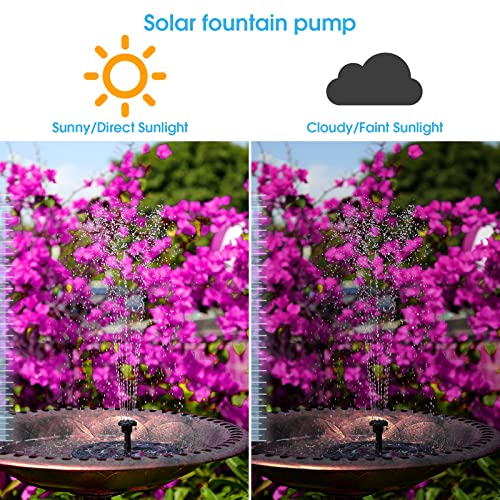 AISITIN Solar Fountain with 3.5 W Solar Panel, Solar Fountain for Bird Bath 1500 mAh Battery - 6 Effects for Pool, Fish Pond, Bird Bath, Garden - Image 3