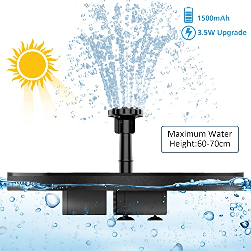 AISITIN Solar Fountain with 3.5 W Solar Panel, Solar Fountain for Bird Bath 1500 mAh Battery - 6 Effects for Pool, Fish Pond, Bird Bath, Garden - Image 4