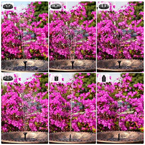 AISITIN Solar Fountain with 3.5 W Solar Panel, Solar Fountain for Bird Bath 1500 mAh Battery - 6 Effects for Pool, Fish Pond, Bird Bath, Garden - Image 5