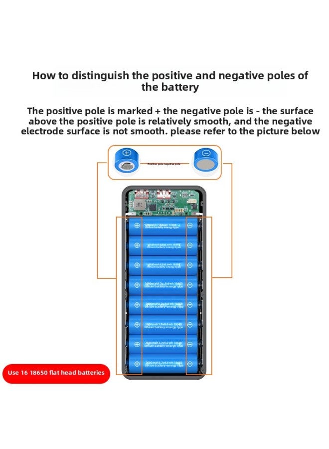 إسكدنيا Removable 16-section 18650 Battery Charging Treasure Welding-free Set Wireless Charging Mobile Power Supply Kit Camping Light-Color:White P16 Fast Charge 22..5w-Power Supply Capacity:20000ma - Image 4