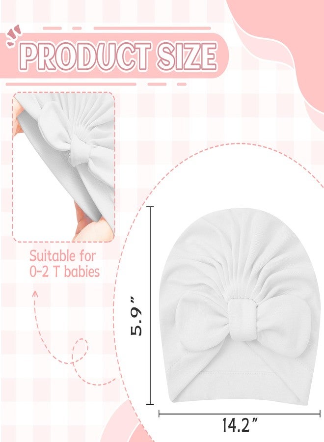 Zando Big Bow Baby Hats and Mittens Newborn Hat Essentials Cotton Warmth Safety Anti-Scratch and Anti-SlipInfant 4 Pack 2 Infant Hospital Hat Baby Turban for Daily Sleep Birthday Girls Boys 0-2T - Image 5