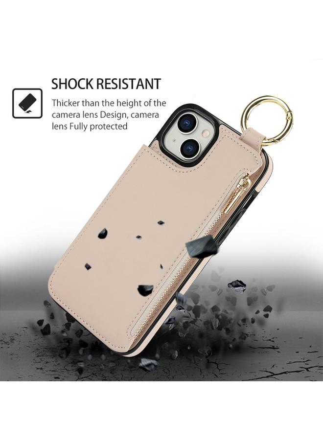 S-TOP Case For iPhone 14 / 13 RFlD Anti-theft Double Buckle Ring Zipper Card Phone Case - Image 2