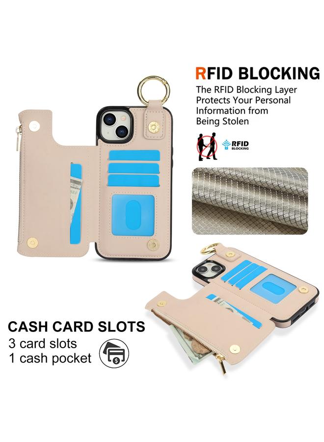 S-TOP Case For iPhone 14 / 13 RFlD Anti-theft Double Buckle Ring Zipper Card Phone Case - Image 3