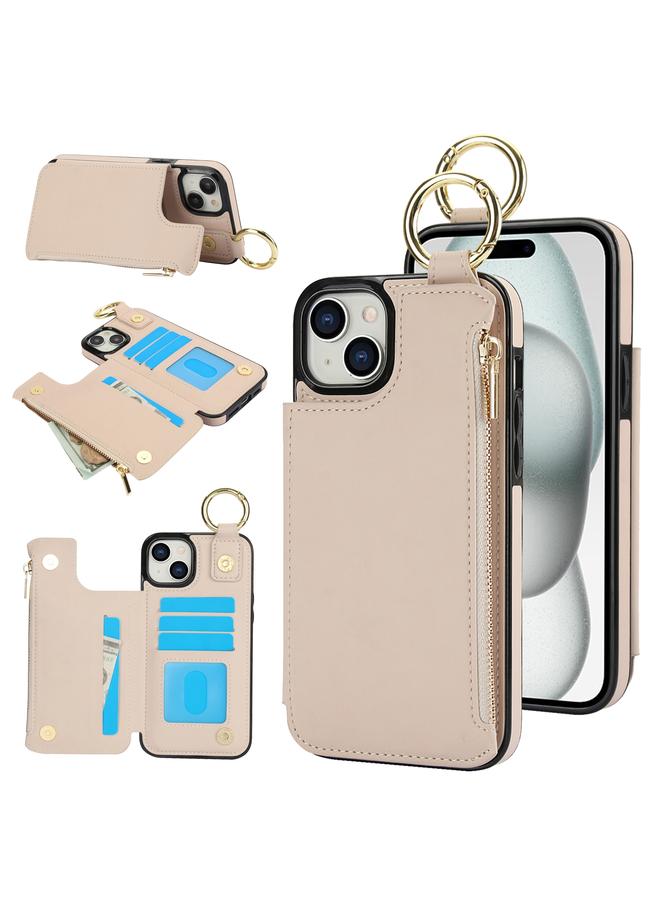 S-TOP Case For iPhone 14 / 13 RFlD Anti-theft Double Buckle Ring Zipper Card Phone Case - Image 1