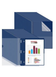 Hautoco 30 Pack Plastic Report Covers With 3-Prong Fasteners Clear Front Presentation Folders Resume Folders For 8.5X11 Letter Size Paper, Document Report Cover For School Office Business, Navy Blue  - Image 1
