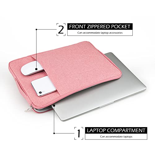 MicaYoung 15 Inch Laptop Sleeve Case Carrying Bag Compatible with MacBook Air 15 inch M4 M3 M2/Pro 15 A1707 A1990, Waterproof Chromebook Cover Computer Zipper Pouch with Handle Pocket, Pink - Image 3
