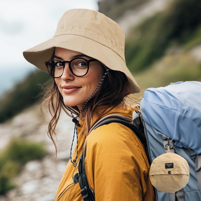 PFFY Quick Dry Waterproof Packable Bucket Hat for Women Men Outdoor Sun Hats with Detachable Chin Strap Green (More Loose) - Image 3