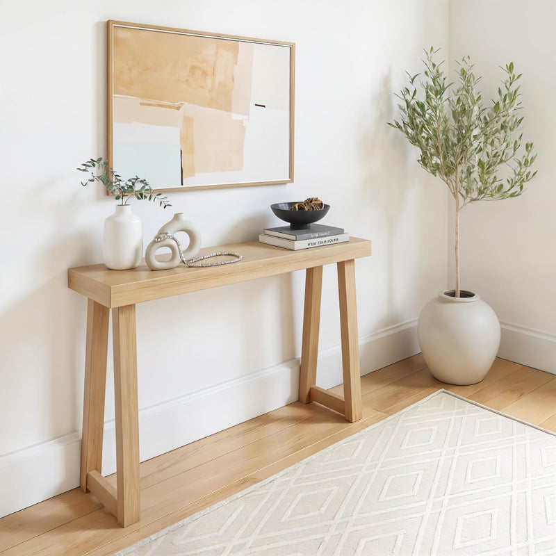 Plank+Beam Solid Wood Console Table, 46 Inch, Sofa Table, Narrow Entryway Table for Hallway, Behind The Couch, Living Room, Foyer, Easy Assembly, Blonde - Image 1