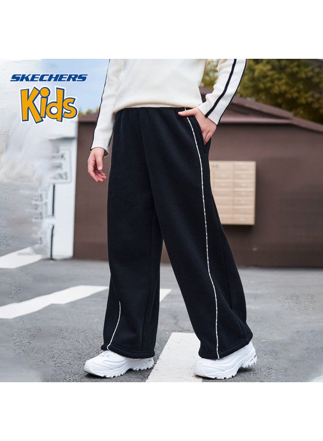 Skechers Girls' Kids Pants  Winter Trendy Casual Straight Woven Trousers Carbon Black 130 - Image 1
