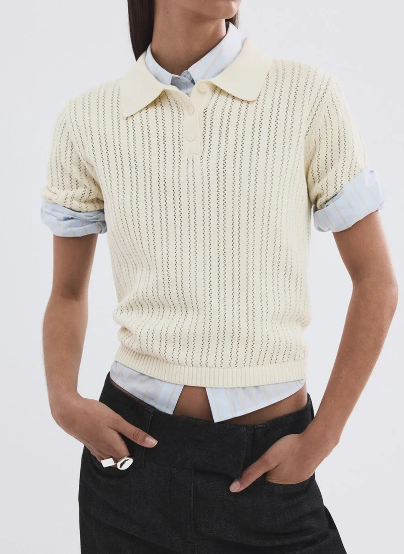 MANGO  Openwork knitted polo-neck sweater for Women | Best Price UAE