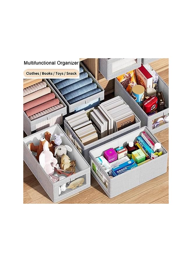 Green Tiger Wardrobe Clothes Organizer, 2pcs Jeans Storage Box, Visible Drawer Organizers for Clothing, Foldable Closet Storage Basket, Washable Drawer Box for Clothing, T-Shirt, Pants, Toys & Books (2Pcs) - Image 3