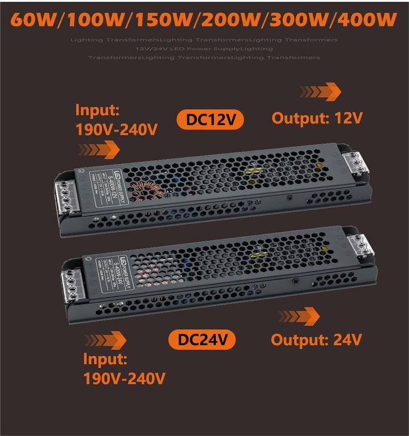 200W 12V LED Power Supply Driver Transformer Adapter AC 190 240V DC 12V 24V Mute Lighting Converter - Image 3