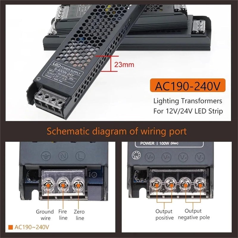 200W 12V LED Power Supply Driver Transformer Adapter AC 190 240V DC 12V 24V Mute Lighting Converter - Image 5