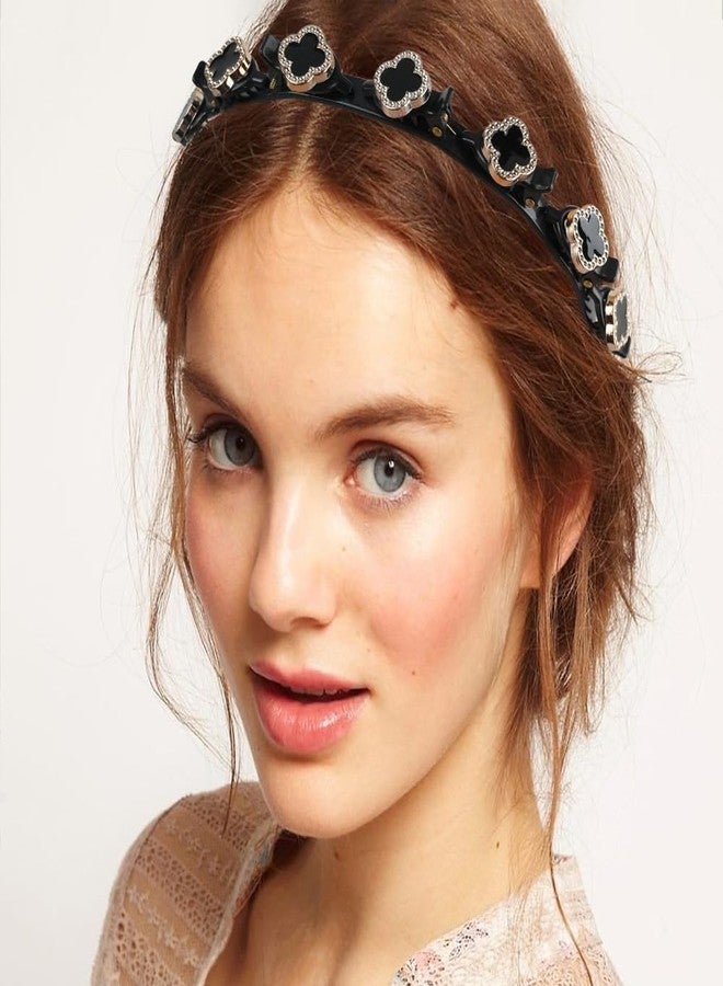 IBEQUEM 5Pcs Double Bangs Hairstyle Hairpin, Double Layer Twist Plait with Rhinestone, Korean Braided Headbands with Clips Woven Flower, Hair Accessories for Women Girls, Christmas Gift - Image 5