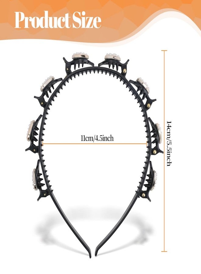 IBEQUEM 5Pcs Double Bangs Hairstyle Hairpin, Double Layer Twist Plait with Rhinestone, Korean Braided Headbands with Clips Woven Flower, Hair Accessories for Women Girls, Christmas Gift - Image 2