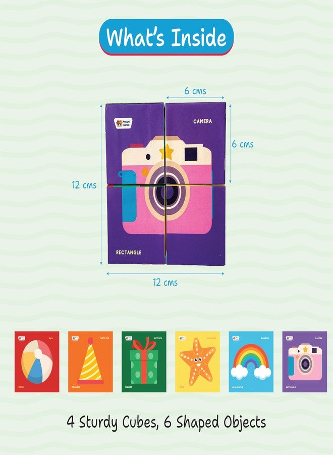 HAPPYHANDS Crazy Cubes - Little Curious Shape Blocks: 4-Piece Puzzle for Toddlers | 6 Shapes & Elements for Color Recognition & Early Learning | Educational Toy for Kids - Image 3