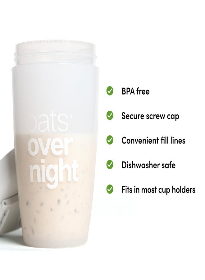Oats Overnight زجاجة خلط الشوفان الليلية - كوب خلط مانع للتسرب بغطاء لولبي محكم وخط تعبئة، آمن للغسل في غسالة الصحون - كوب خلط، مخفوقات البروتين، دقيق الشوفان، فطور سريع ومناسب للسفر - Image 2