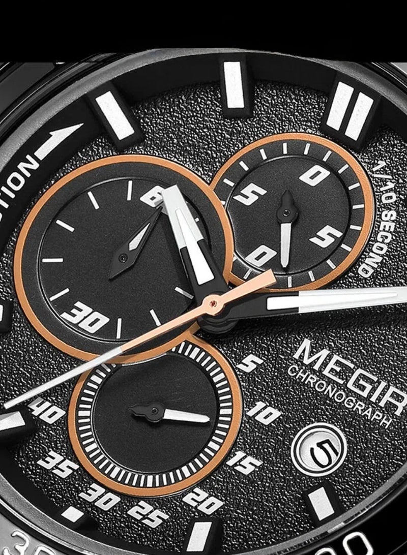 ميجر ساعة الرجال بحزام سيليكون كرونوغراف تناظري 2112G-46mm-Orange - Image 5