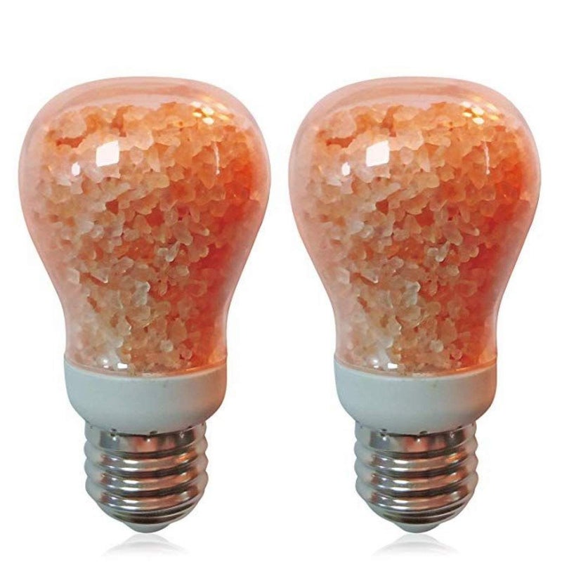 Himalayan Glow Salt LED Light Bulb 60Watt Equivalent Dimmable A19 Light Bulb Warm Amber Glow E26 Edison Light Bulb for Decor Homes Offices Kitchen 2 Counts